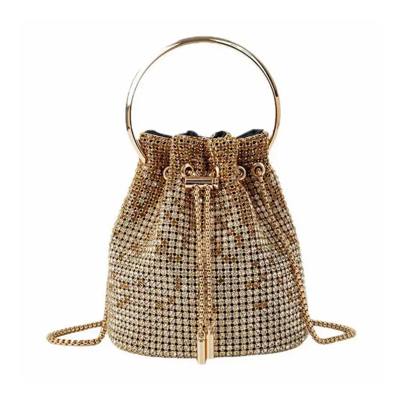 Full A rhinestone Bucket Bag Full Of Diamond bag fashion studded Joker slung hand bill of lading shoulder dinner bag