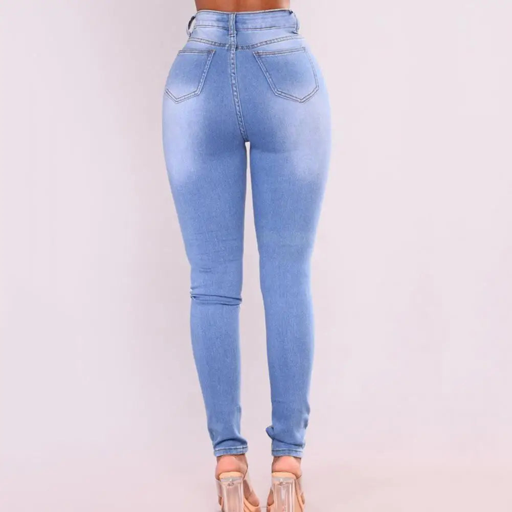 Stylish European and American Style Cotton Denim Jeans with High Waist Elasticity Black Jeans Pants Slouchy Jeans