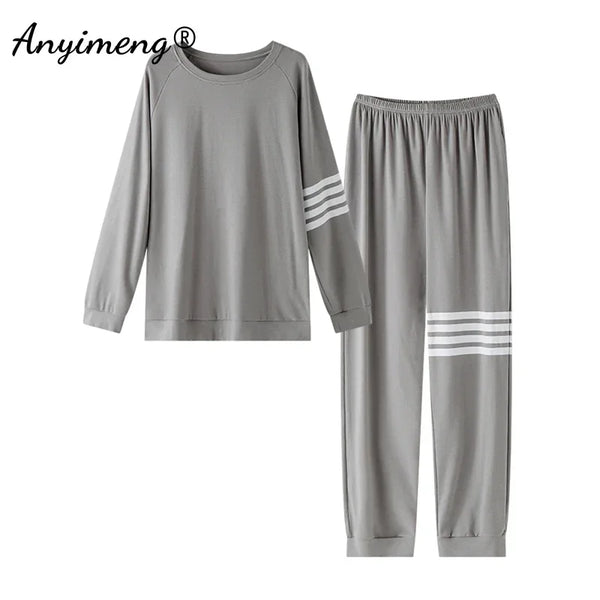 Pajama Set for Big Men 2025 Autumn Winter New Pyjama Homme Coton Loungewear 3xl 4xl 5xl 6xl Pjs Plus Size Man's Pyjamas Set