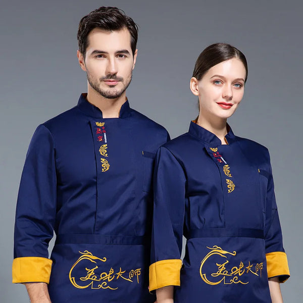 Chef Uniform Long Sleeve Autumn and Winter Clothes Western Restaurant Cake Baking Hotel Kitchen Cafeteria Restaurant Wholesale W