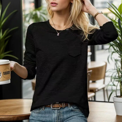 New Autumn O Neck 30% Cotton T Shirt Woman Fashion Long Sleeve Shirt Women's T-shirt Loose European Style Women Shirts