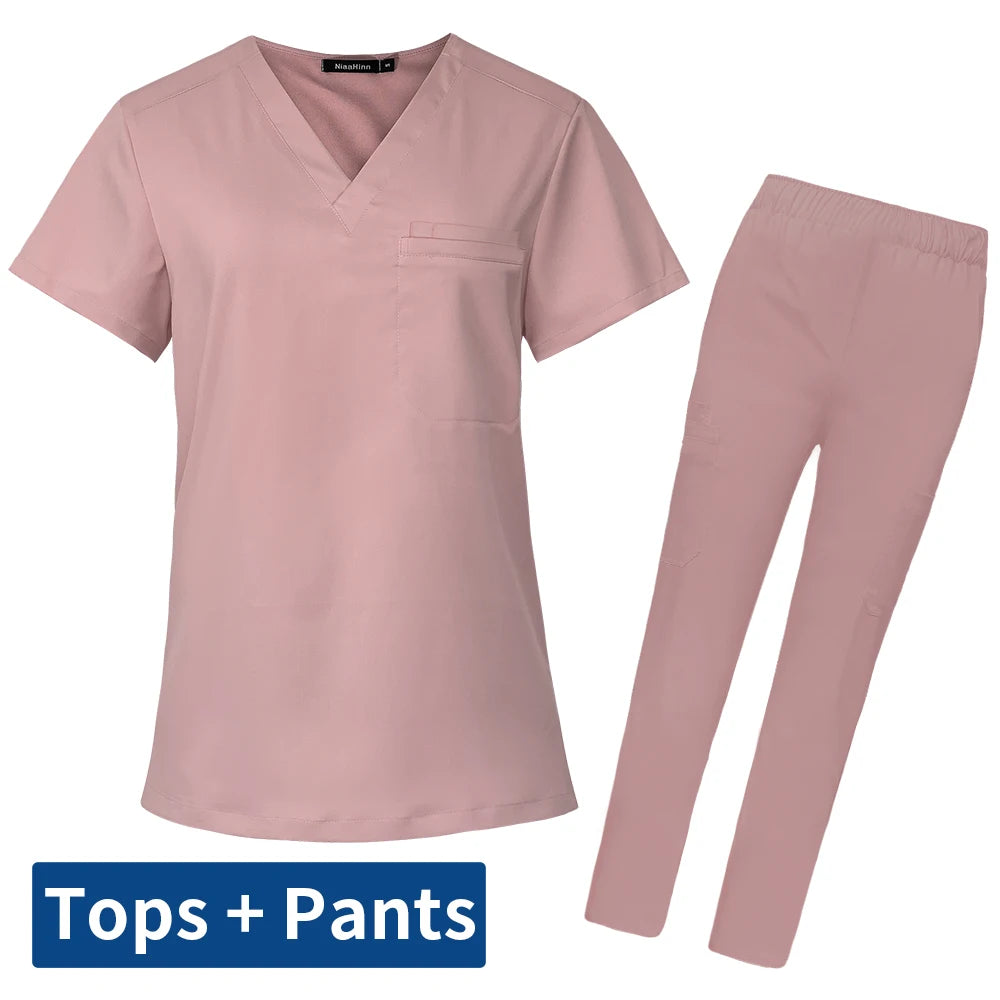 Men's Scrubs Medical Uniform Lab Set Male Wholesale Clinic Hospital Doctor Overalls V-neck Fashion Scrub Pharmacy Nurse Clothes