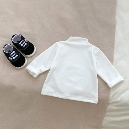 Autumn Winter Fashion Boy Baby Solid Turtleneck Long Sleeves Bottoming Shirt Girl Infant Cotton Casual T-shirt Kid Tops Clothes