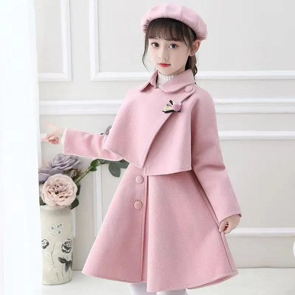 Girl Autumn Winter Dress Set Ethnic Style Little Girl three Piece Woolen Dress Performance korean Children's Clothing