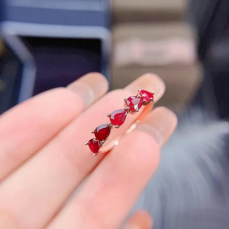 Natural Pigeon Blood Ruby Ring 3mm*4mm Natural Ruby Ring 925 Silver Jewelry Pandora 925 Original Rings