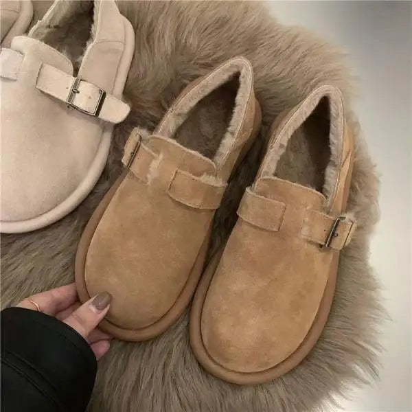 Soft Round Toe Winter Shoes Women Casual Female Sneakers Flats Clogs Platform Loafers With Fur Autumn Dress Retro Creepers New