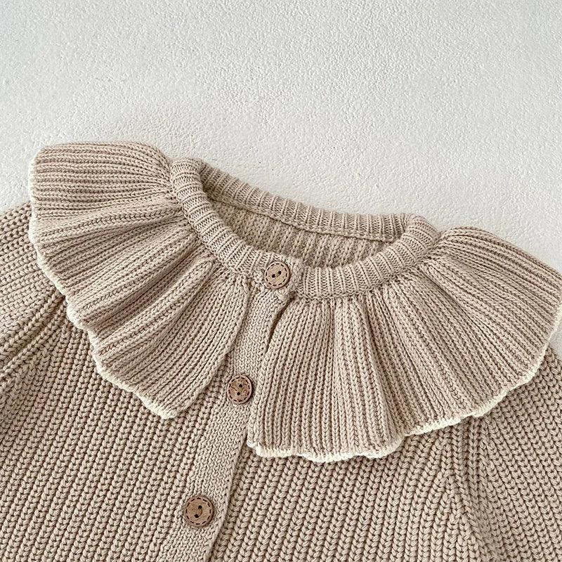 Autumn Winter Korean Style Toddler Baby Girls Sweater Coat Long Sleeved Solid Color Newborn Baby Girls Knitting Cardigan