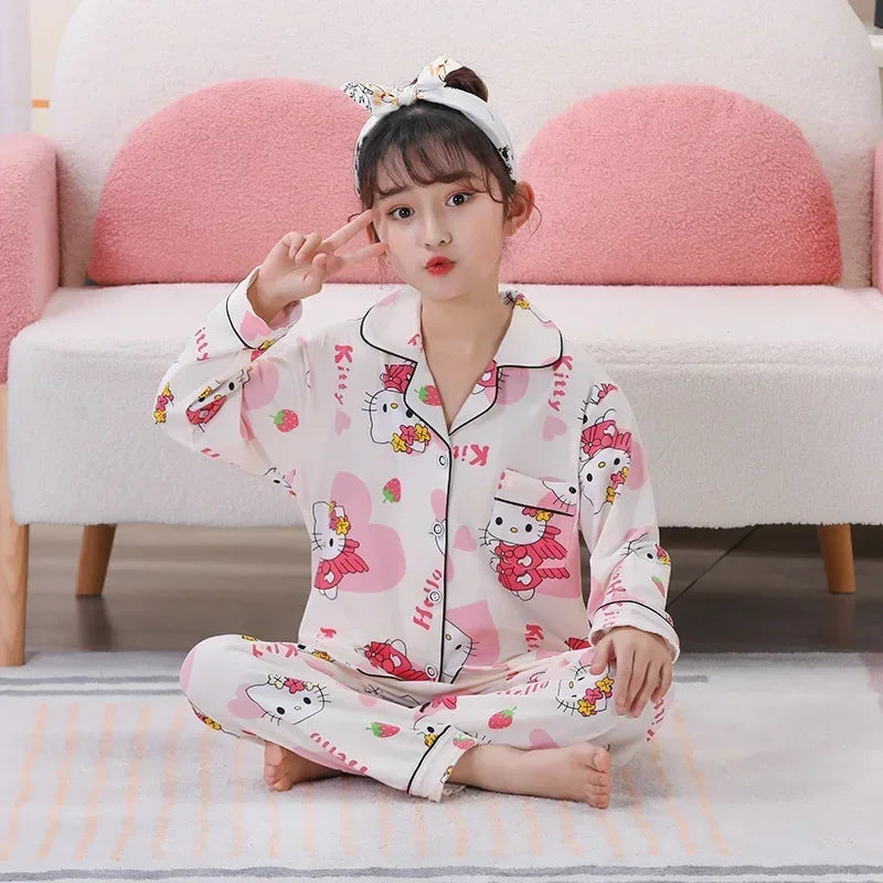 New Miniso Autumn Children Pajama Sets Girl Sleepwear Winter Kawaii Anime Kids Pijamas Boy Homewear Clothes Cute Loungewear