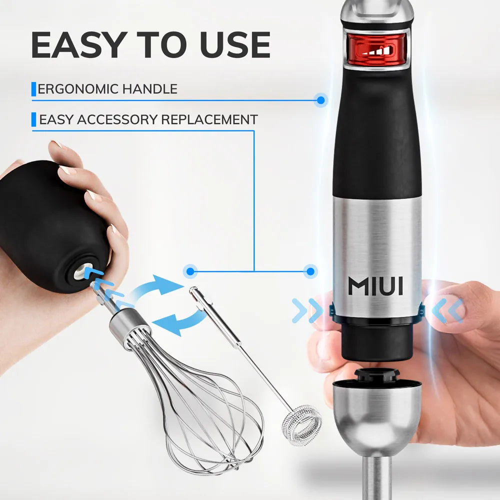 MIUI Electric Hand Held Stick Blender 6-in-1 Multi-Purpose Immersion Hand Blender,Stainless Steel Blades,Home & Kitchen,1200W