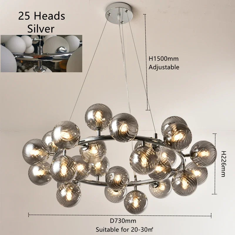 Nordic Magic Beans Pendant Lights Glass Ball Hanging Chandeliers Led Lamps Living Room Bedroom  Restauran Dining Table Lighting