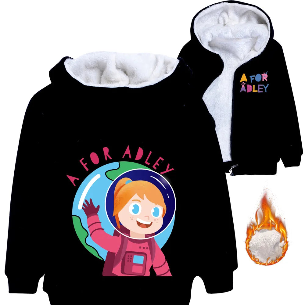 A for Adley Cartoon Boys Coat Children's Clothing for Winter Cotton Kids Parkas Little Girls Zipper Coats Toddlers Baby Jacket