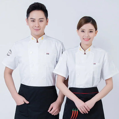 Catering Chef Overalls Men's Short-sleeved Summer Hotel Restaurant Cafeteria Baking Pastry Kitchen Chef Uniform Long-sleeved