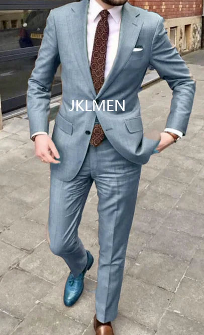 Men's Suit Handsome Casual 2 Piece Suit For Men Wedding Tuxedos Notched Lapel Groomsmen Business  Prom Blazer