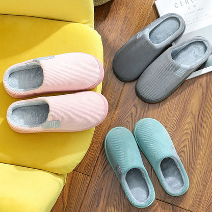 Winter Warm Fur Slippers Men Women Couples House Non-slip Soft Shoes Casual Flat Heel Home Indoor Bedroom Plush Slippers