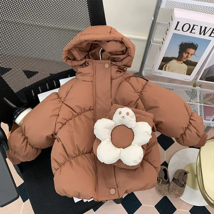 Girls Cotton Jacket Winter 2024 New Baby Warm Cotton Jacket Childrens Jacket Trendy Little Childrens Clothing