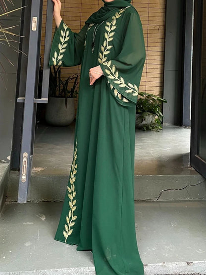 Abaya for Women Embroidery Dress with Scarf 2 Piece Set Dubai Arab Long Robe Morocco Headscarf Gorgeous