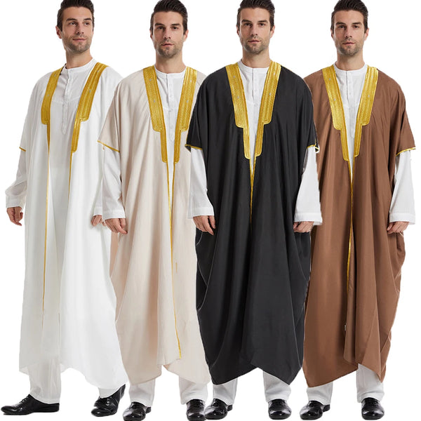 Muslim Bachelor Islamic Clothing Men Kaftan Pakistan Short Sleeve Open Abaya Jubba Thobe Long Dubai Saudi Arabia Middle East