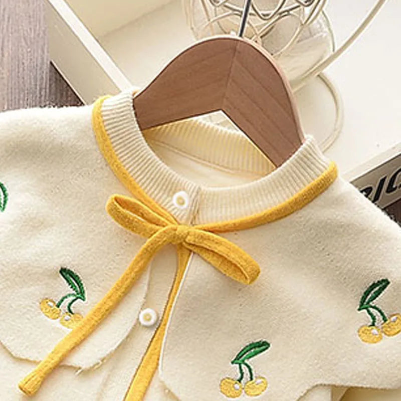 Bear Leader Baby Girl Clothes Set Sweet Outfits Autumn Winter Kids Girls Long Sleeve Knitted Embroidery Sweater + Skirt 2pcs Set