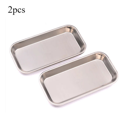 1/2pcs Kitchen Tray Stainless Steel Square Storage Tray Dental Medical Tool Nail Tattoo Dental Medical Device Supplies Tray Dish