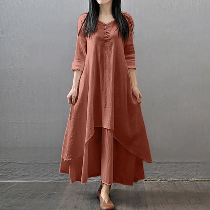 Women Cotton Linen Chic Maxi Dresses