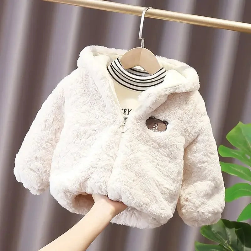 Infant Newborn Baby Girl Coat Little Bear Coat Baby Girl Children Jacket Hooded Cartoon Baby Coat Children Cotton Jacket Winter