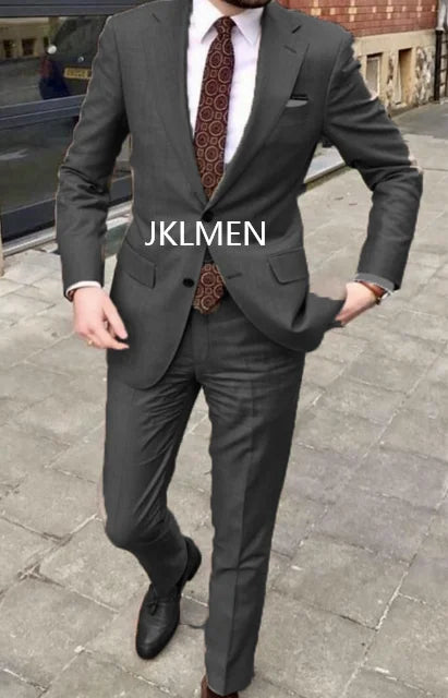 Men's Suit Handsome Casual 2 Piece Suit For Men Wedding Tuxedos Notched Lapel Groomsmen Business  Prom Blazer