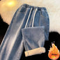 Thicken Velvet Lined Casual Wide Leg Jean  Warm Fashion High Waist Cowboy New Vaqueros Winter Basic Snow Wear Women Denim Pants