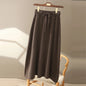 Autumn And Winter100% Pure Wool Skirt Women's Long Pocket Small A Skirt High Waist Slim Cashmere Knit A-Line Skirt