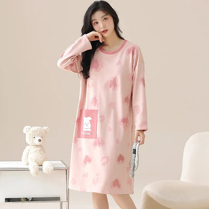 Pink Large Size Women Sets M-5XL Autumn Winter Long Sleeves Long Pants Cute Sleepwear Kawaii Pyjamas Soft Pijamas Girls Pjs Cozy