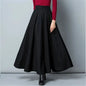 Winter Women Long Woolen Skirt Fashion High Waist Mom Basic Wool Skirt Female Casual Thick Warm Black Elastic A-Line Maxi Skirts