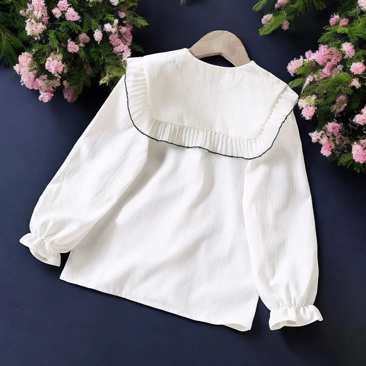 School Unifom Kids White Shirts for Girls Blouses Chiffon Spring Autumn Long sleeve Children Clothes Teenagers 4 6 8 10 12 Years