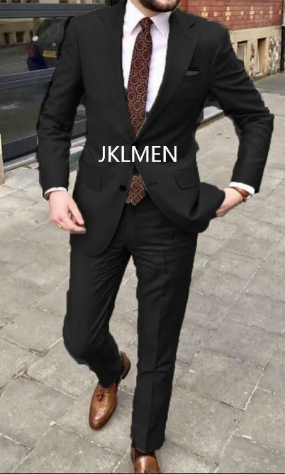 Men's Suit Handsome Casual 2 Piece Suit For Men Wedding Tuxedos Notched Lapel Groomsmen Business  Prom Blazer