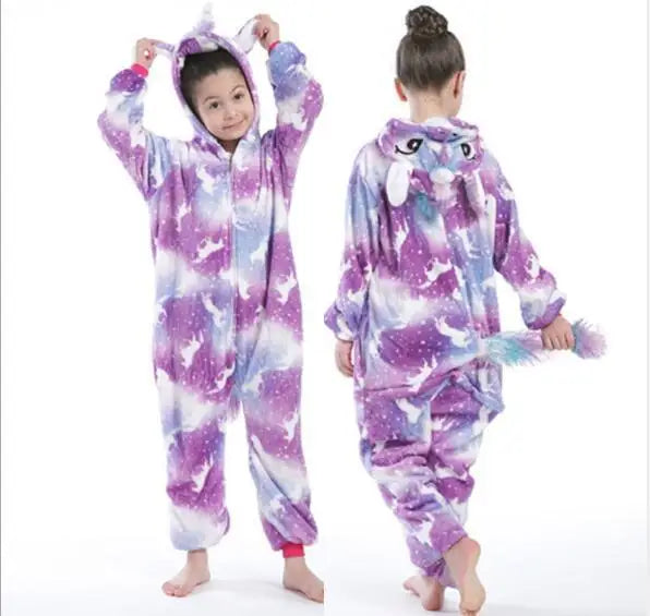 New Children Pajamas Winter Sleepwear Boys Onesies Girls Pyjama Set Cute Stitch Unicorn Skeleton Animal Kids Pijamas Jumpsuit