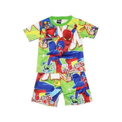 Children Pajamas Set Short Sleeve T Shirt Shorts Superhero Spiderman Costume Pyjamas Kids Boy Girls Pijamas Cartoon Baby Sleepw