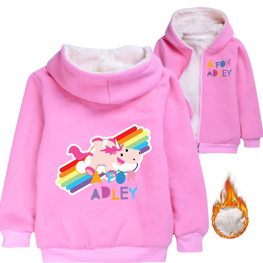 A for Adley Cartoon Boys Coat Children's Clothing for Winter Cotton Kids Parkas Little Girls Zipper Coats Toddlers Baby Jacket