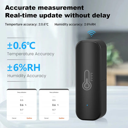 ONENUO Tuya ZigBee Smart Temperature and Humidity Sensor Battery Powered ZigBee Smart Home Security Work With Alexa Google Home