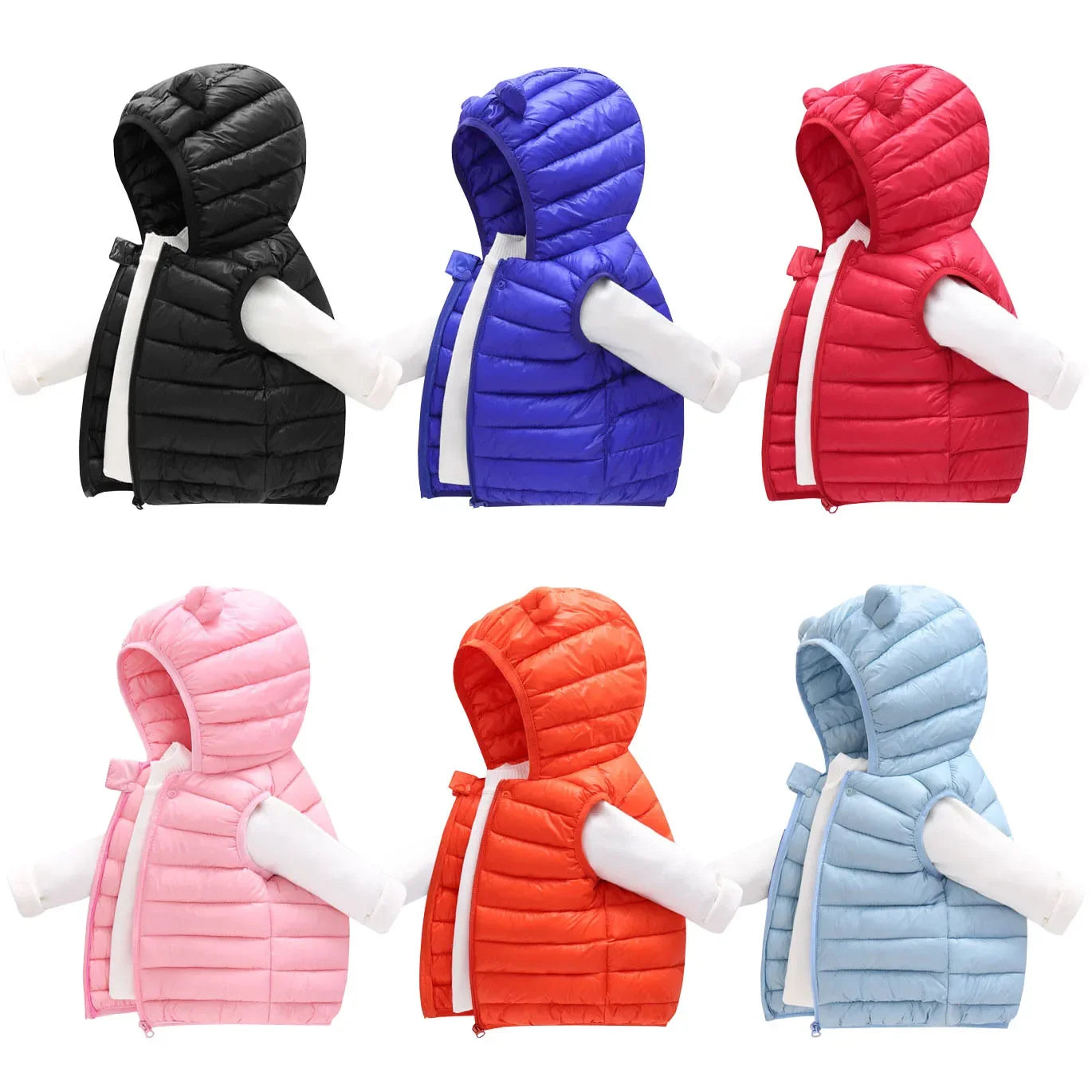 Baby Boys Girl Warm Down Vest Toddler Cotton Waistcoat Children Autumn and Winter Clothes Kids Hooded Jackets 1-6 Years Old