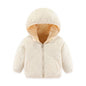 Baby Children Coats Winter Thick Jackets Girls Boys Solid Color Warm Plush Thicken Outerwear Hooded Jacket Cardigan Kids Clothes