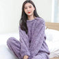 Autumn Women Solid Warm 2 Piece Sets Thicken Velvet Ribbed Fleece Set Pullover And Pants Women Casual