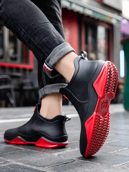 New Rain Shoes Ankle Waterproof Shoes Rain Boots Men Anti-slip Wear-resistant Plush Fashion Kitchen Summer Winter