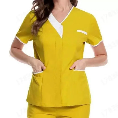 2025 New Hospital Hand Washing Clothes Tops Pure Cotton Skin Friendly Nursing Work Clothes Tops Waiter Uniform Work Clothes