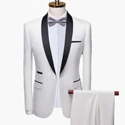 Men Skinny 3 Pieces Set Formal Slim Fit Tuxedo Prom Suit / Male Groom Wedding Blazers High Quality Dress Jacket Coat Pants Vest