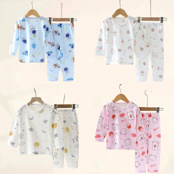 Cotton Kids Clothes Children Pajama Sets  Home Sleepwear Children's Clothing Boy Girl Autumn winter T-shirt Tops Pants Suits