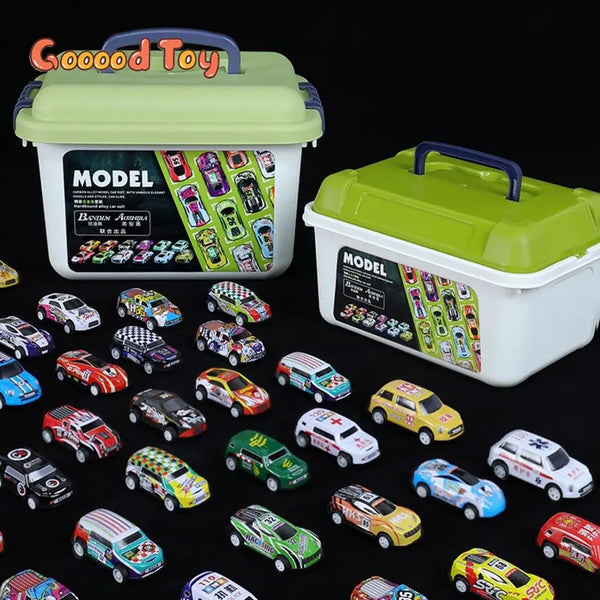 20Pcs Childrens Toys Alloy Car Model Set with Storage Box Diecast Cars for Boys Sliding Inertia Vehicle Toys for Boys Kids gifts