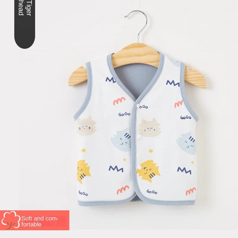 Baby Vest Spring and Autumn Thin Cotton Girls' Sweetheart Waistwear Neonatal Belly Care Boys' Horse Jacket Children's Vest