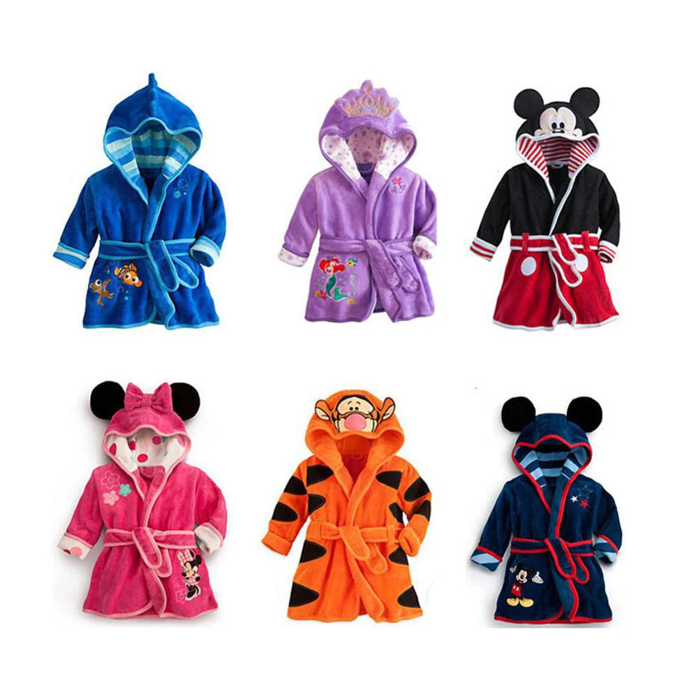 Children Pijama minnie Infantil Kids Warm Mickey Pajama mermaid Pyjamas Boys Baby Girls Animal tigger flannel Sleepwear Robe