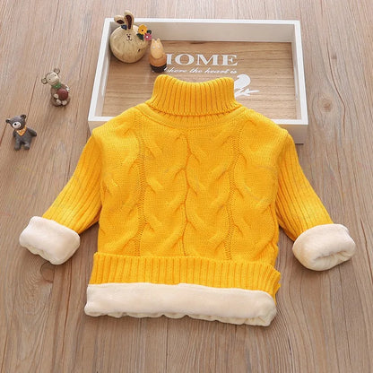 PHILOLOGY 2T-8T pure color winter boy girl kid thick Knitted bottoming turtleneck shirts solid high collar pullover sweater