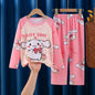 2025 Autumn Kawaii Miniso Children Milk Silk Pajamas Sets Girl Boy Sleepwear Korean Kids Homewear Clothes Cute Anime Loungewear