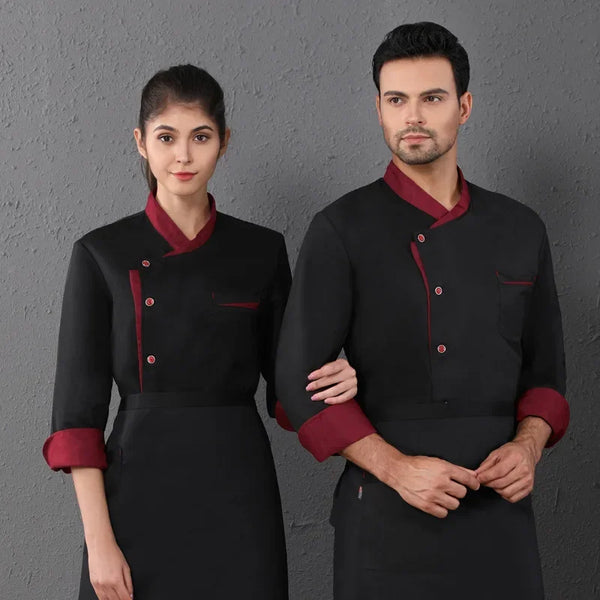 Long-sleeved Hotel Canteen Kitchen Work Uniform Cake Pastry Baker Kitchen Work Chef Uniform Quality Men Chef Coat Women