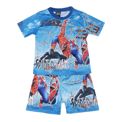 Children Pajamas Set Short Sleeve T Shirt Shorts Superhero Spiderman Costume Pyjamas Kids Boy Girls Pijamas Cartoon Baby Sleepw